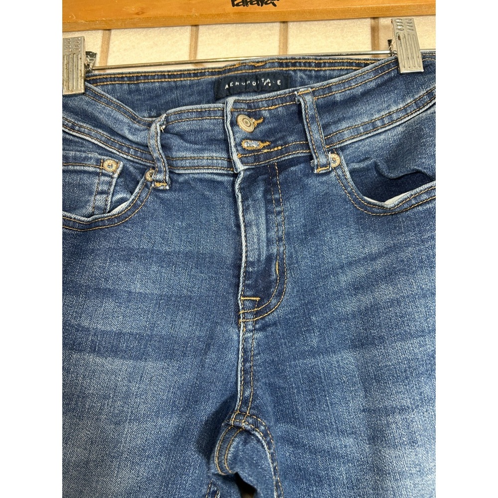 Aeropostale Women Low Rise Flare Jeans Blue Denim Stretch Casual Pants Size 4REG - Picture 4 of 16
